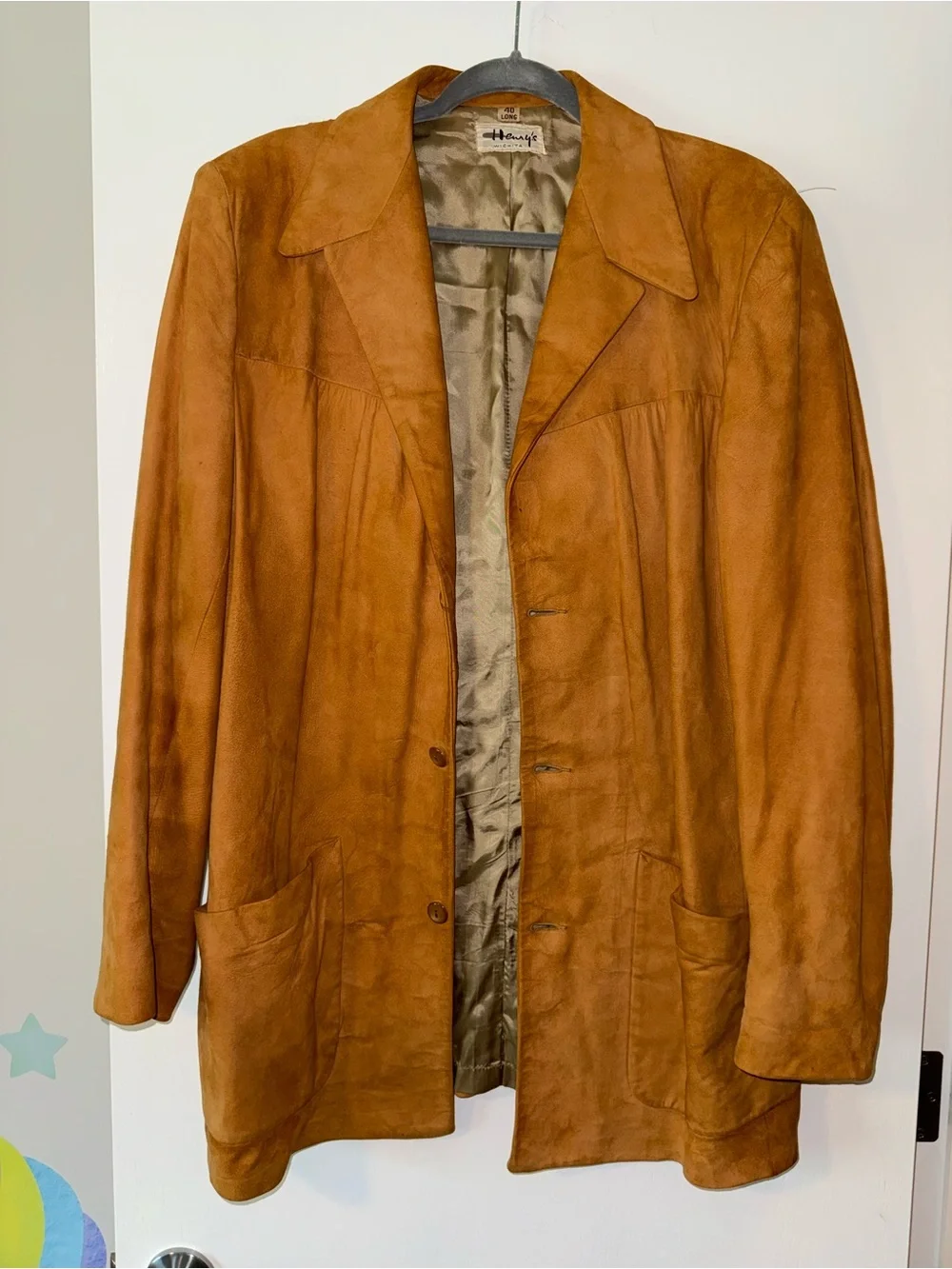 Vintage 70s Scully Tan Suede Leather Western Blazer Car Coat Jacket